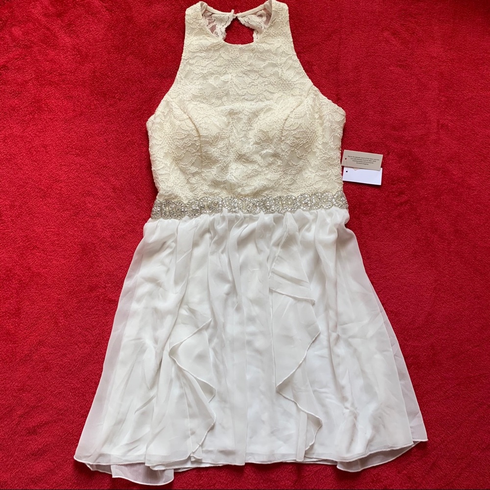 (5/25)  *NWT* Jodi Kristopher Ivory/Gold Dress